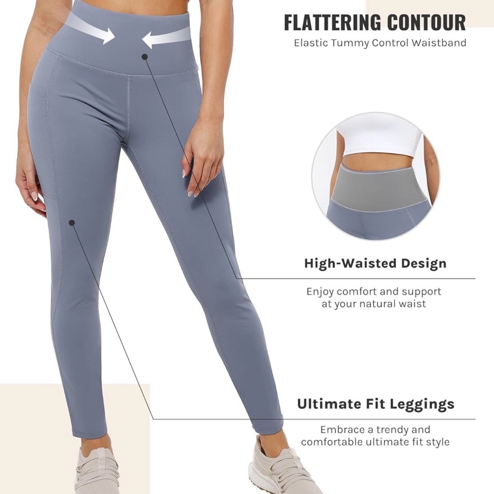 NWT Cosmolle Women's Leggings Medium Grey Soft Loose Leggings Workout Lounge NEW - Picture 5 of 7